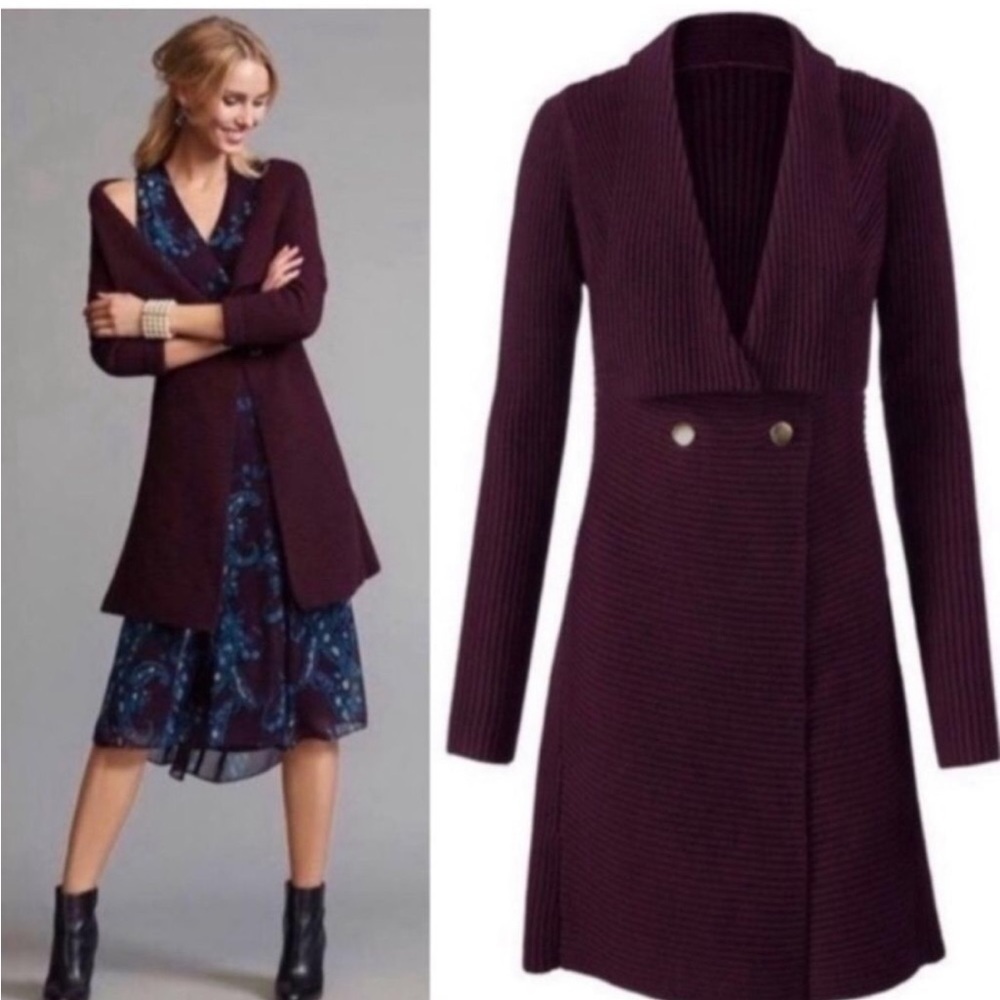 Cabi Regal Cardigan Mulberry Wine Ribbed #3350 - Picture 2 of 8
